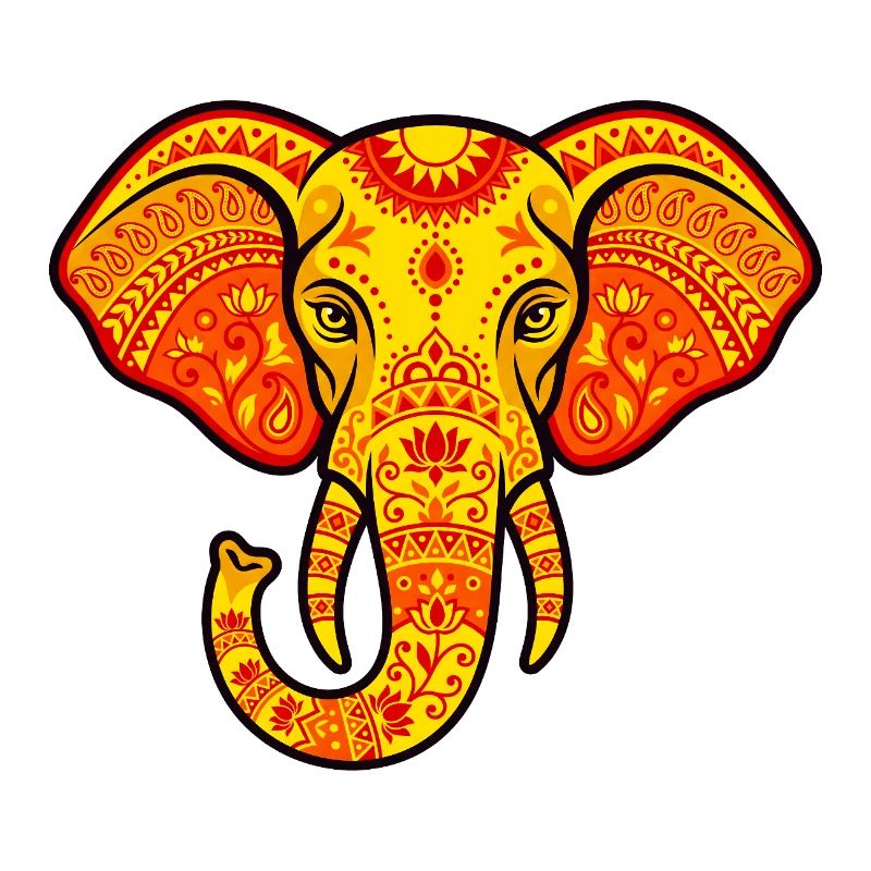 Éléphant  couleur orange vibrant