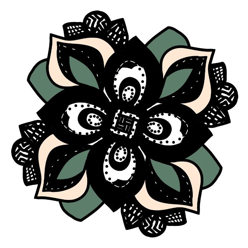 Mandala Fleur Pêche Verte