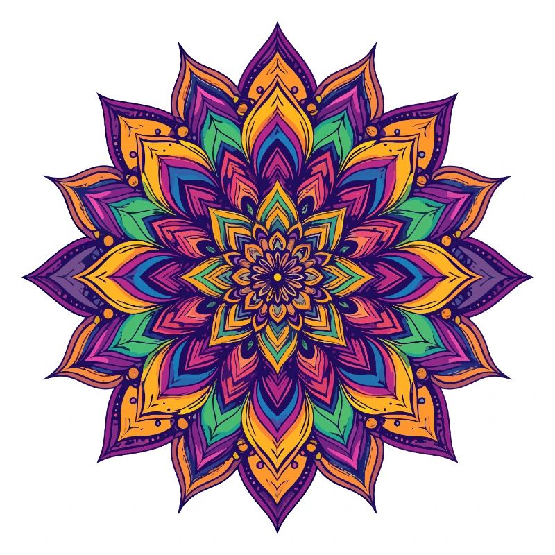 Bunter psychedelischer Mandala LSD Blütenstern