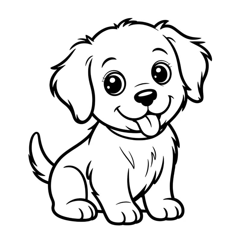 Cuddly Dog Line Drawing