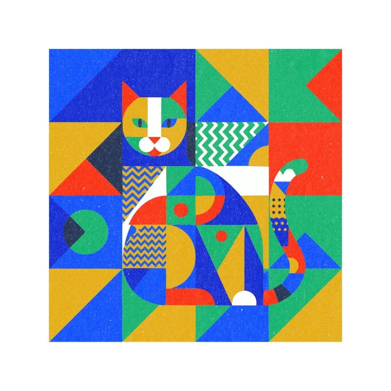 Geometric Cat Mosaic