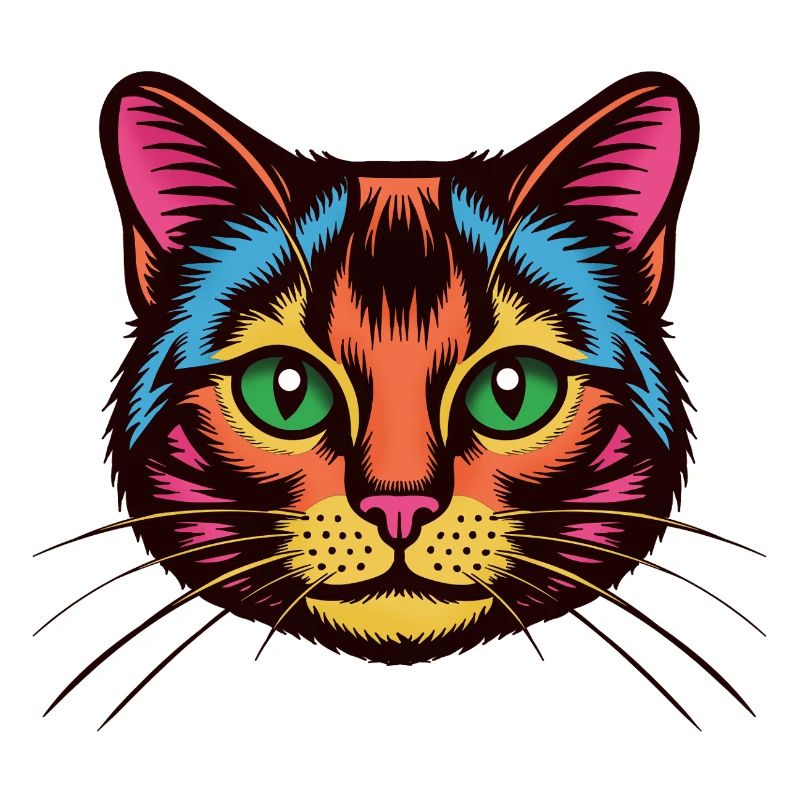 Chat coloré Pop Art Visage