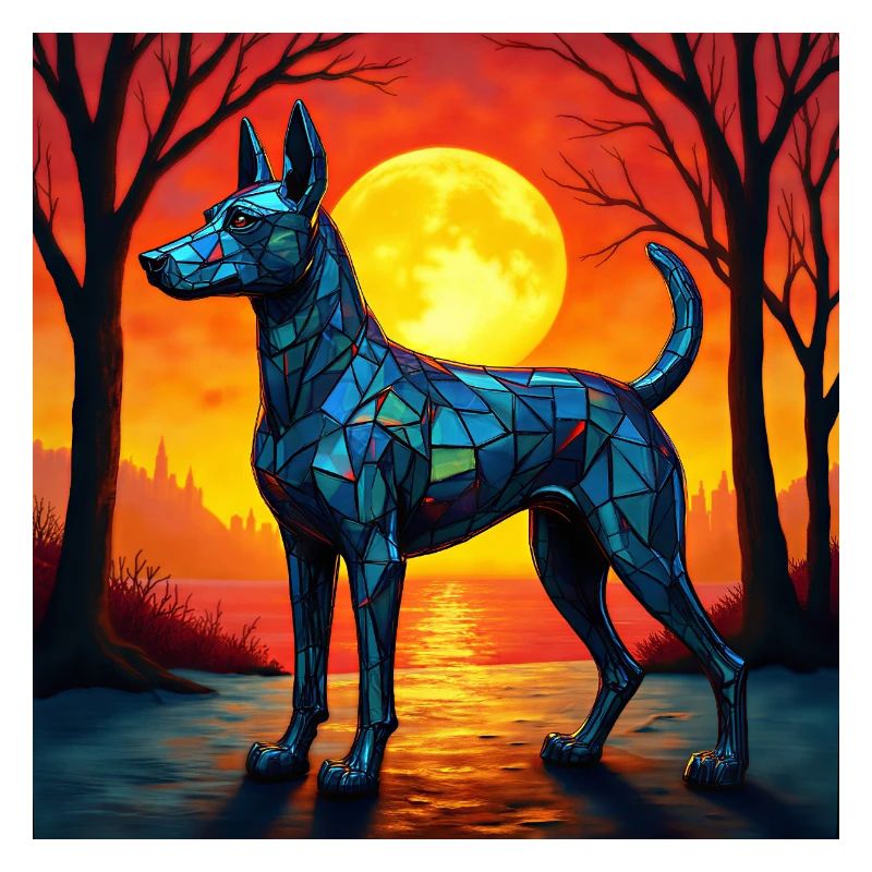 Moonlit Night Polygon Wolf