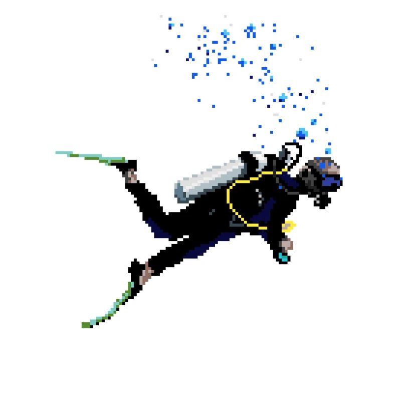 Retro Pixel Art Scuba Diver