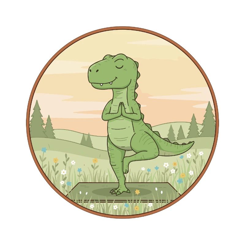 Yoga T-Rex Dinosaur Doing Tree Pose