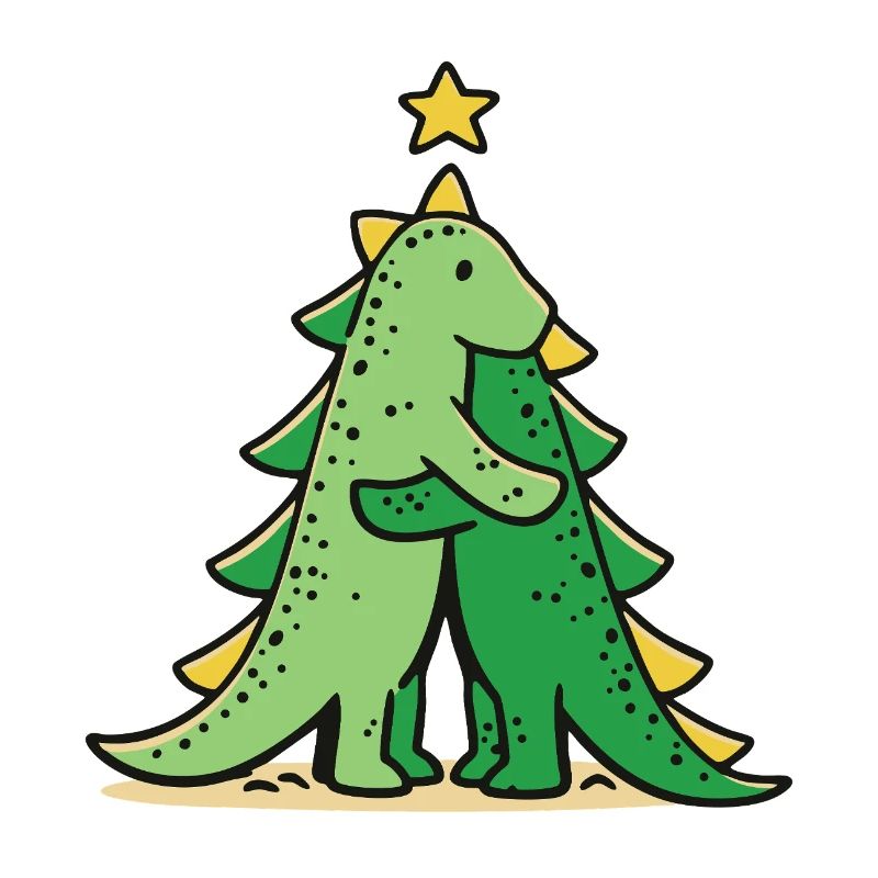 Cuddly dino under the Christmas tree