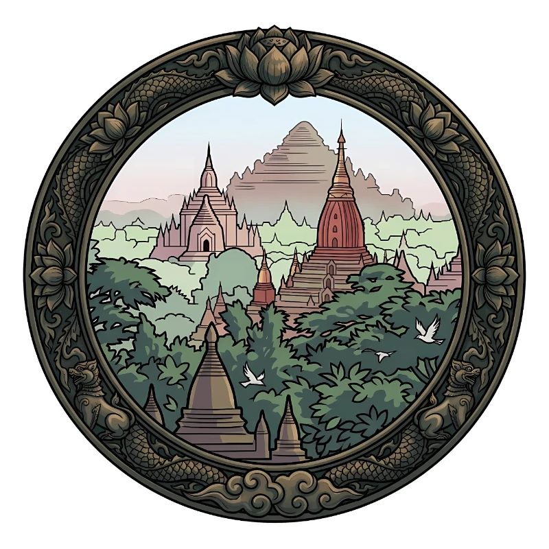 Dschungel Tempel Rundbild