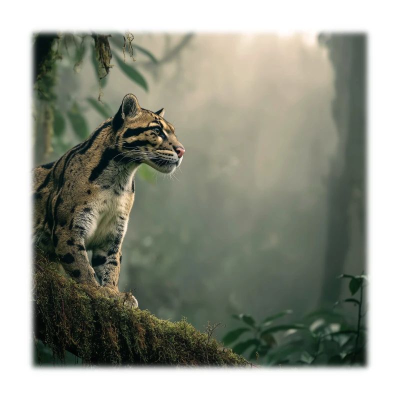 Clouded leopard in the cloud forest Majestic animal