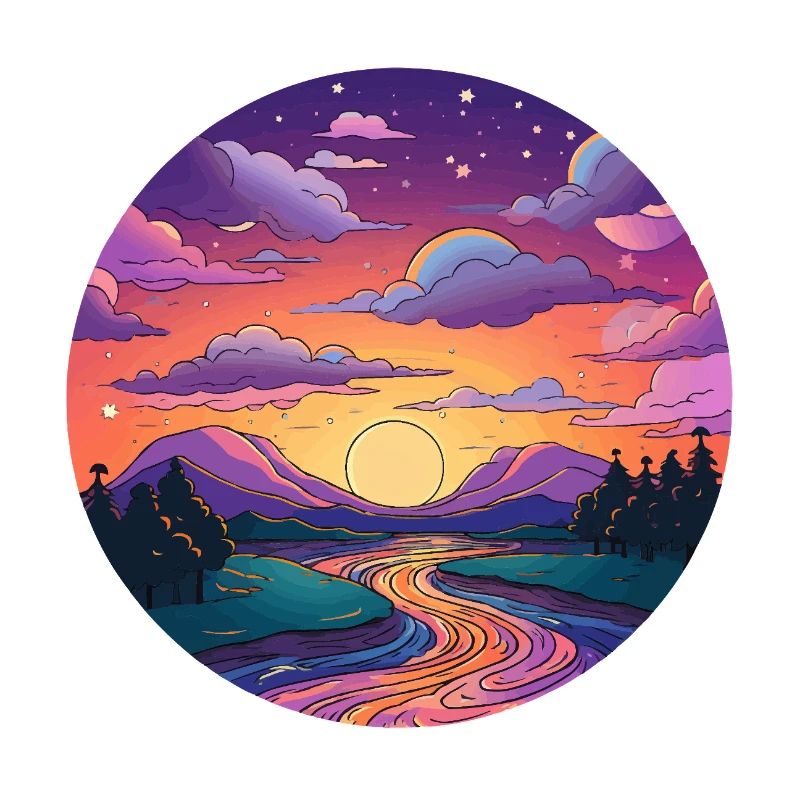Coucher de soleil sur la rive de la rivière