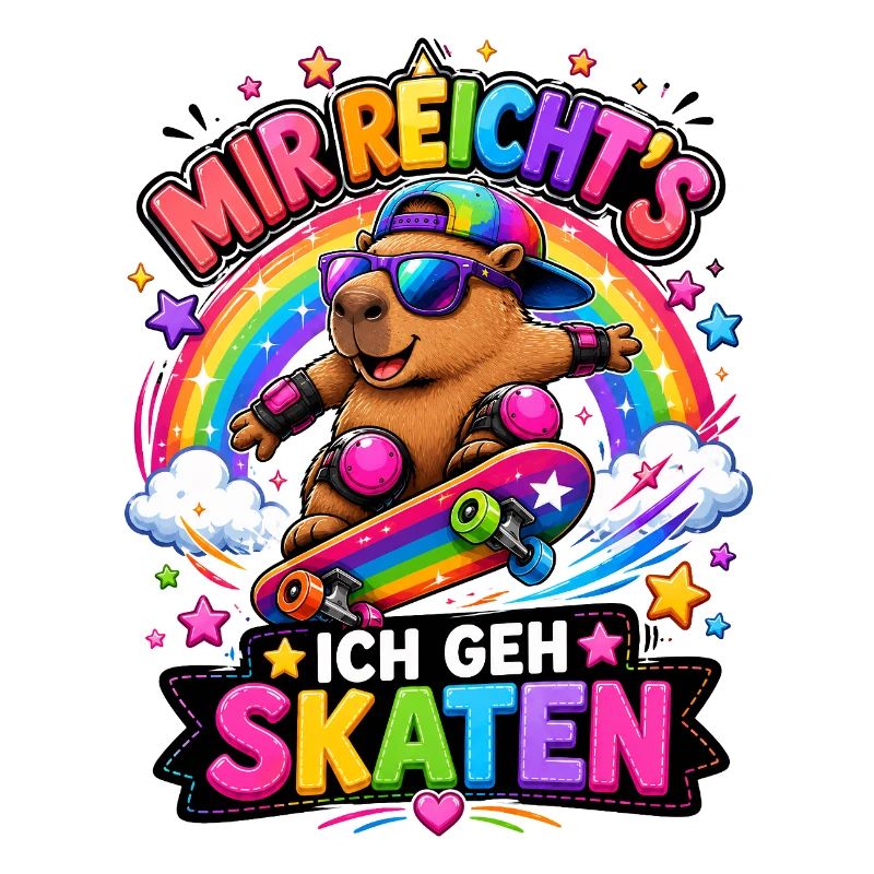Skate Capybara Regenbogen