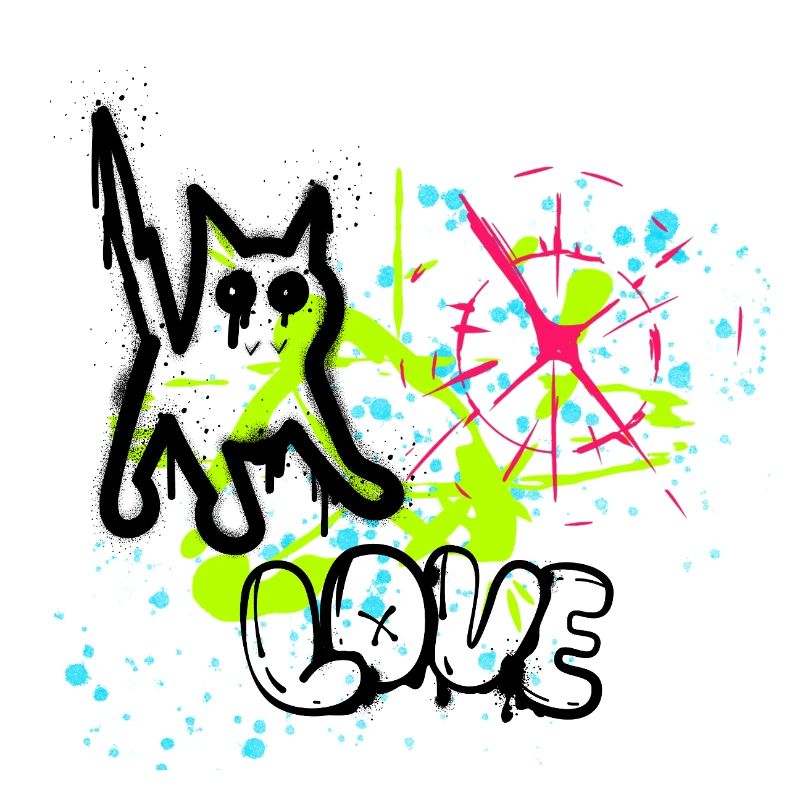 Motif de projections de graffiti néon