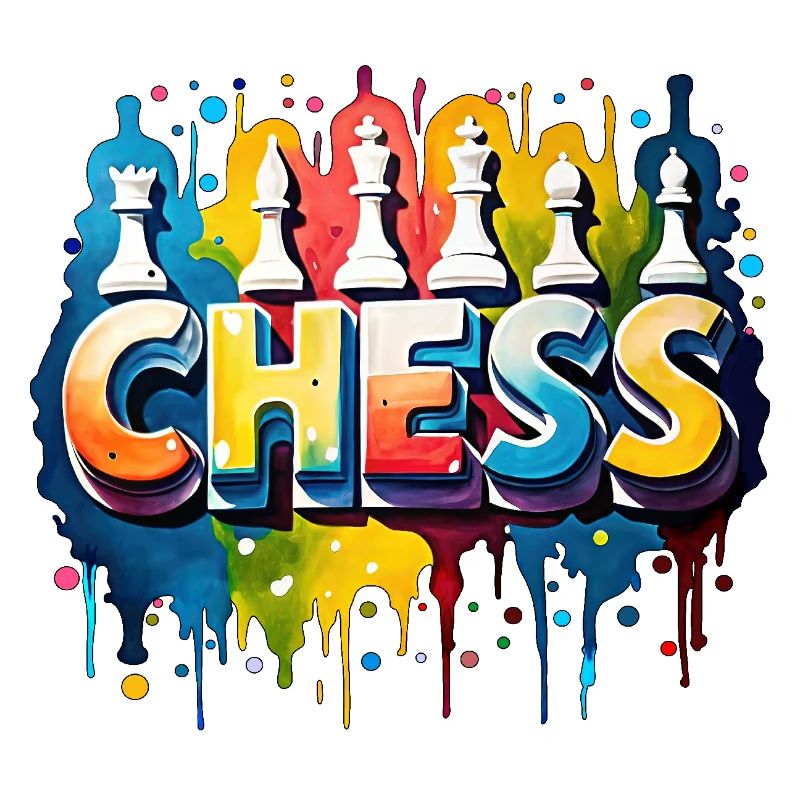 Chess with pieces, color, black border