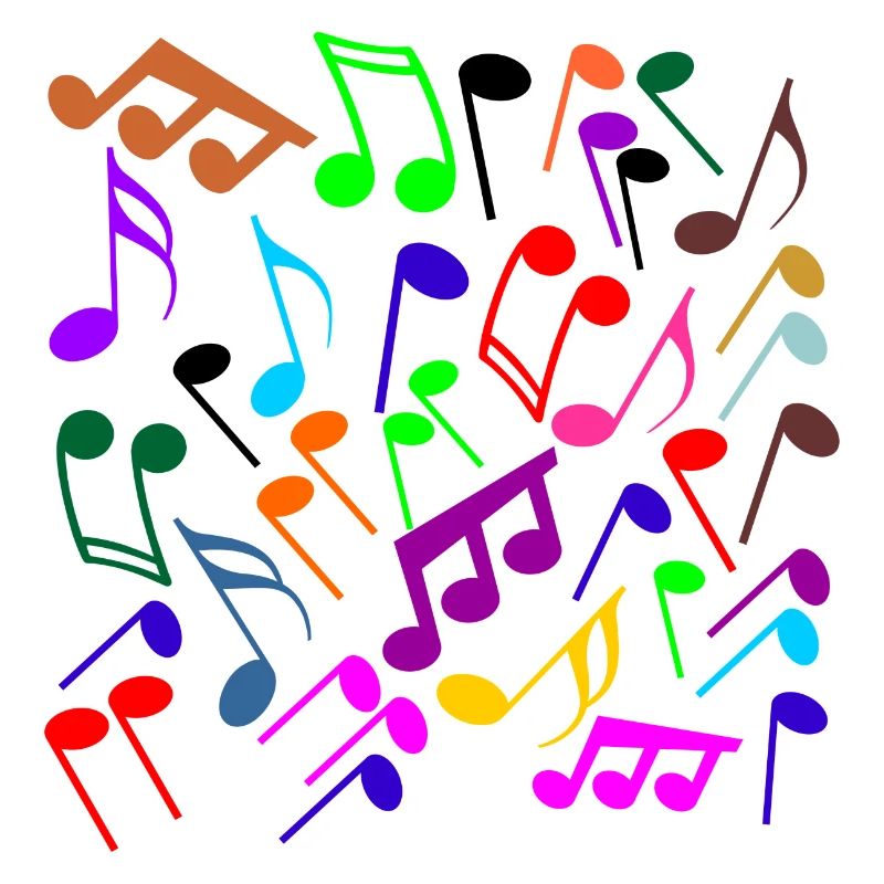 Music notes in color criss-cross version