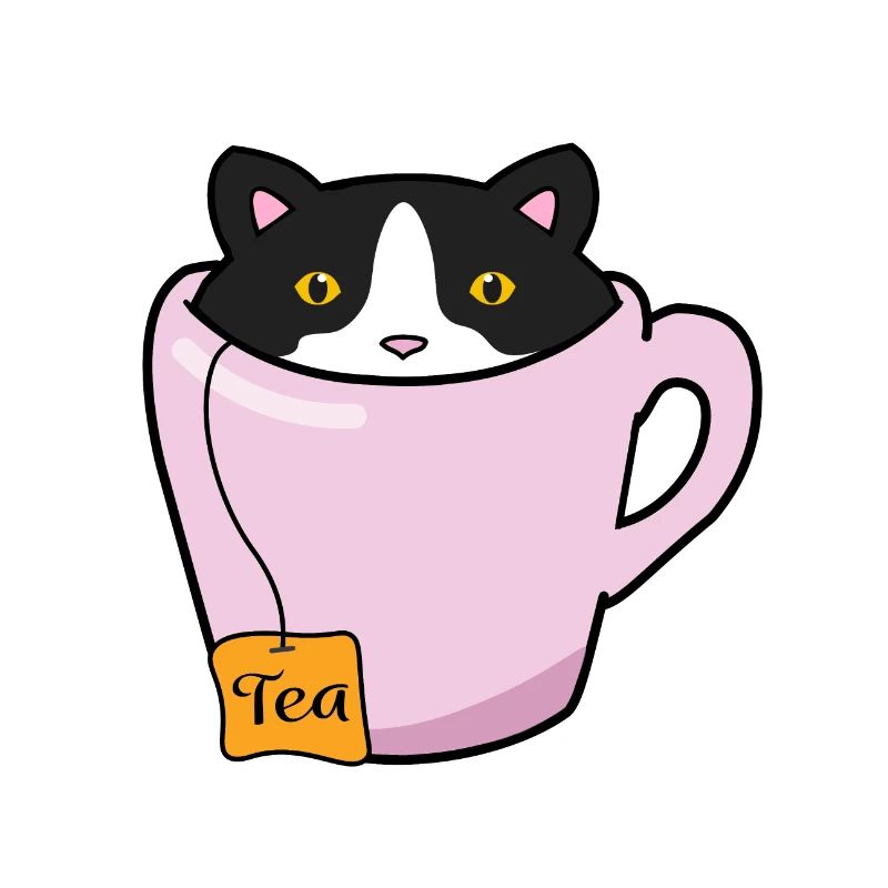 Chat de thé mignon