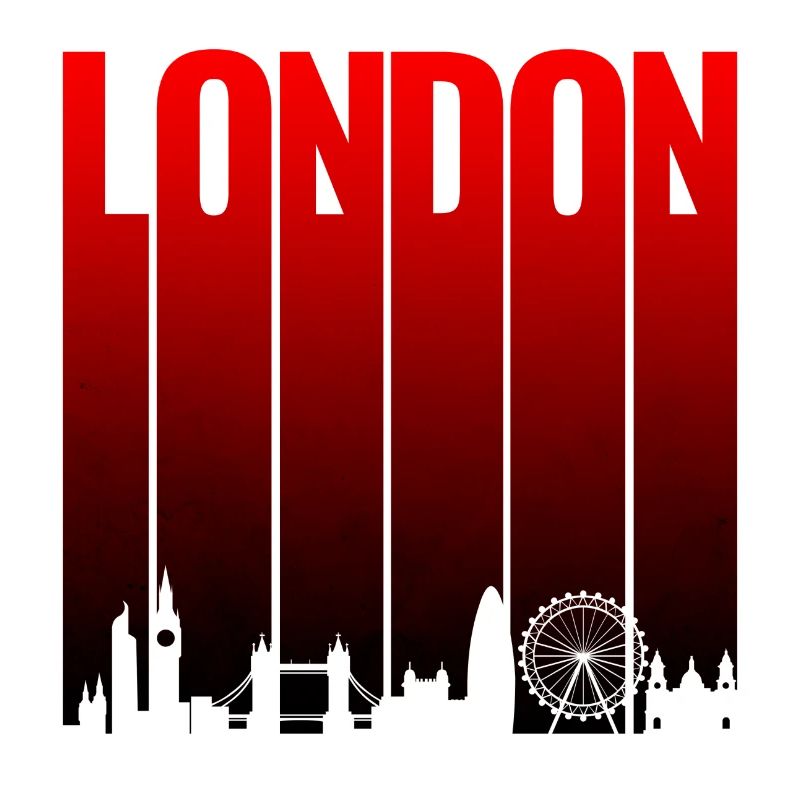 London Skyline Red Gradient