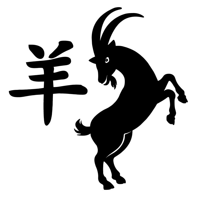 Caractère chinois chèvre avec image de chèvre