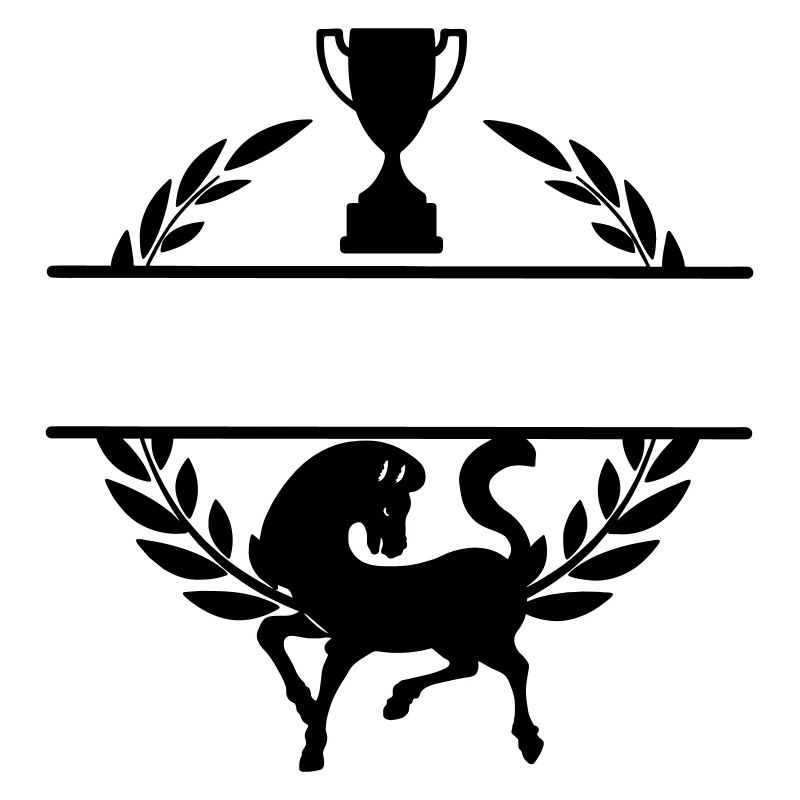 Cheval en couronne de laurier avec coupe
