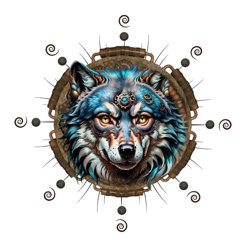 Fantastischer Steampunk-Wolf.