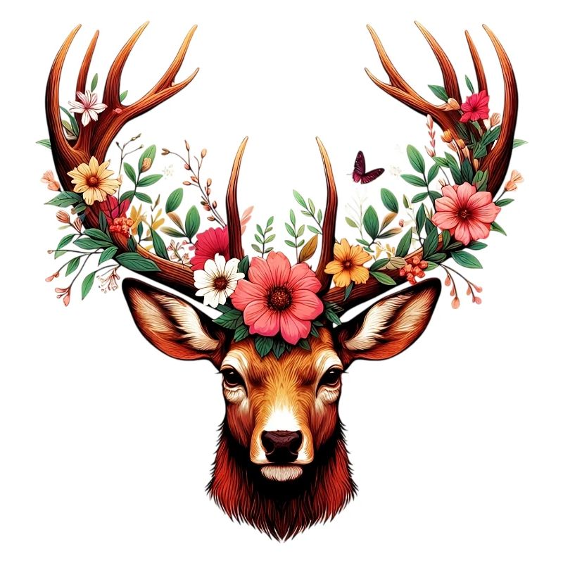 Hirsch mit Blumen