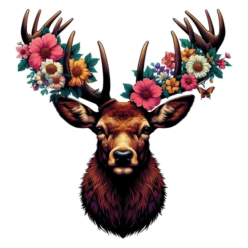 Hirsch mit Blumen