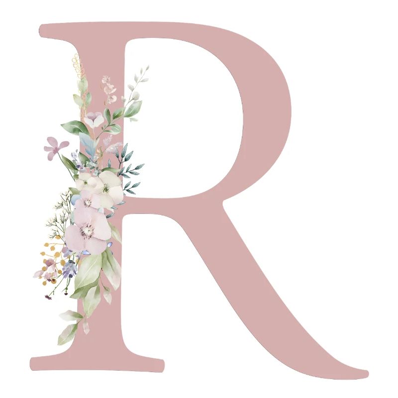 R Monogram, Floral, Personalizable
