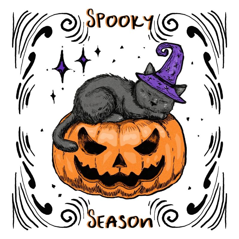 Schläfrige Katze Halloween _Dekoriert