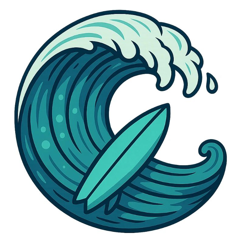 Surf Welle – Retro Surfbrett Design