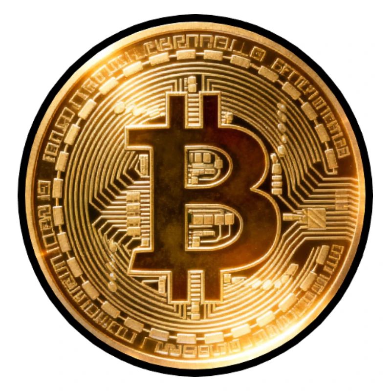 Rayons de pièces Bitcoin dorées