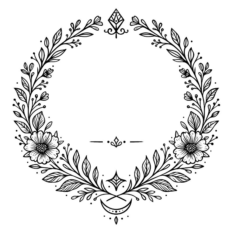 Wreath Flower Wreath with Crescent Moon