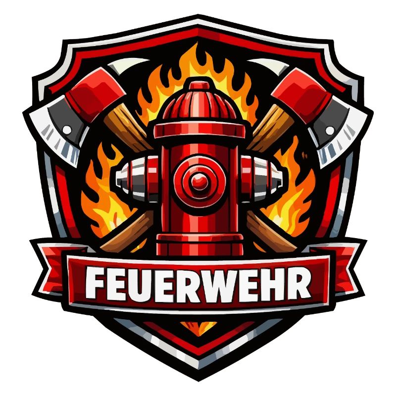 Fire Brigade Logo with Fire Hydrant and Flames
