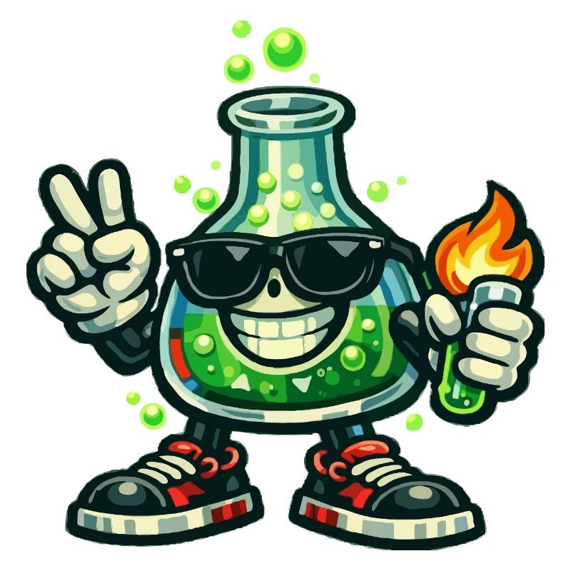 Lab Hero with Peace Sign and Flame