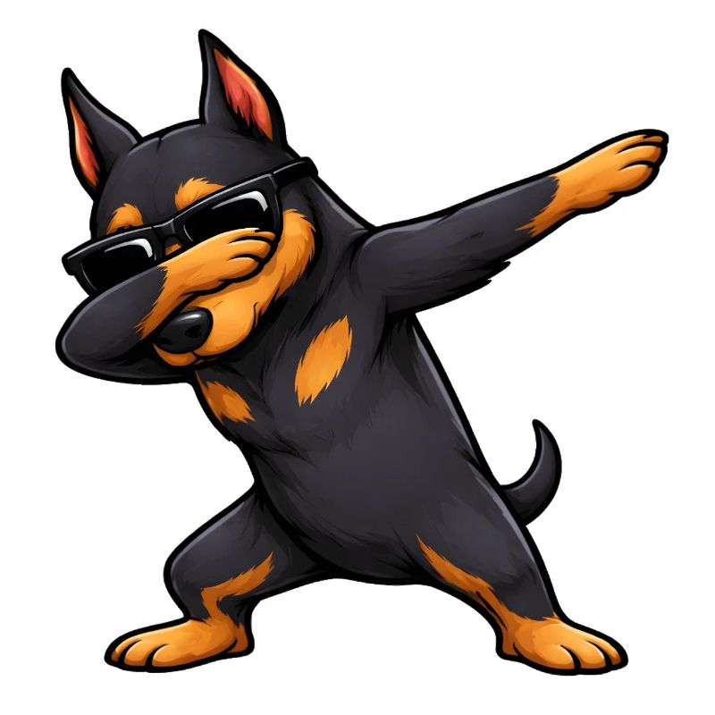 Dabbing Dobermann