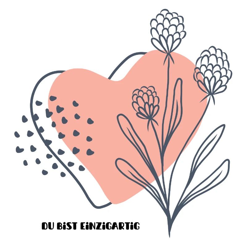 Herzblume Linienkunst du bist einzigartig