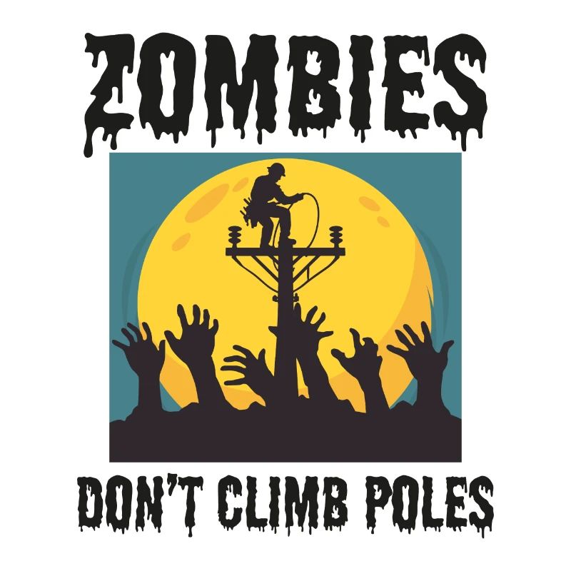 Lineman Halloween Zombie Climbing Power Pole