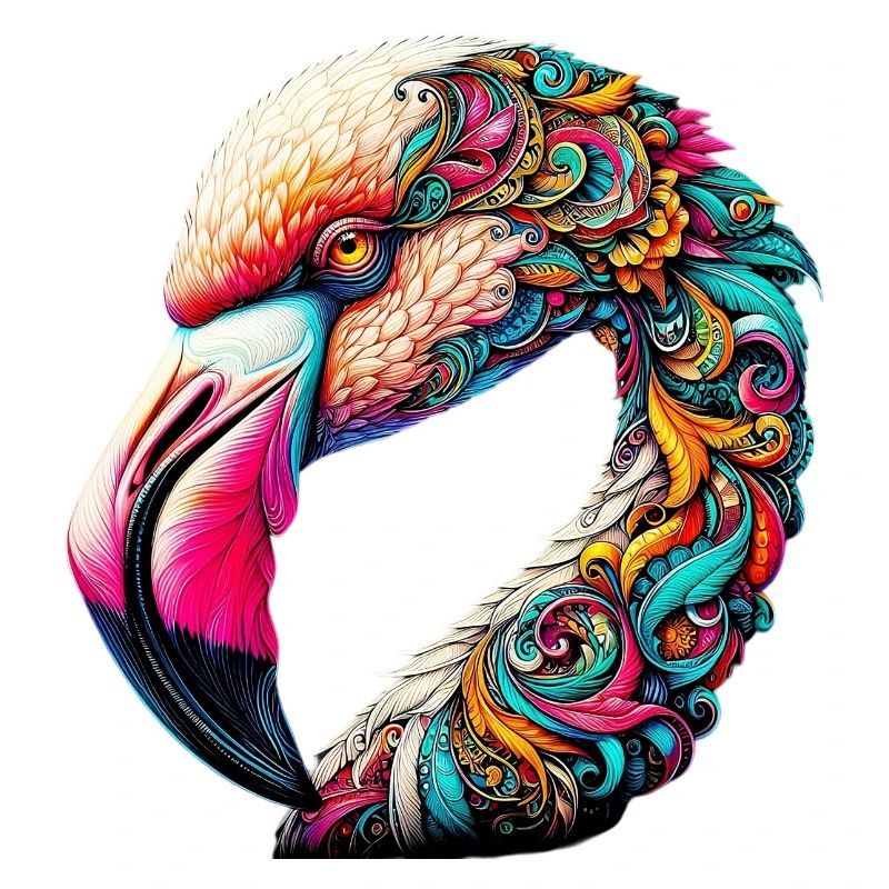Flamant rose décoré de Mandalas