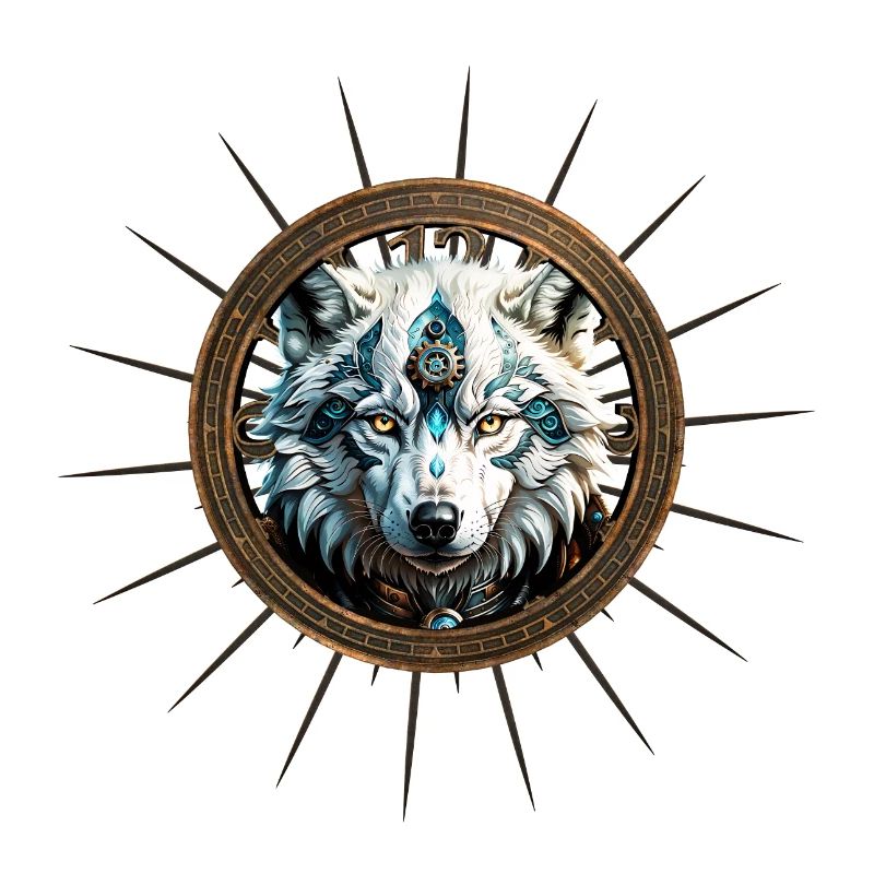 Awesome white steampunk wolf.