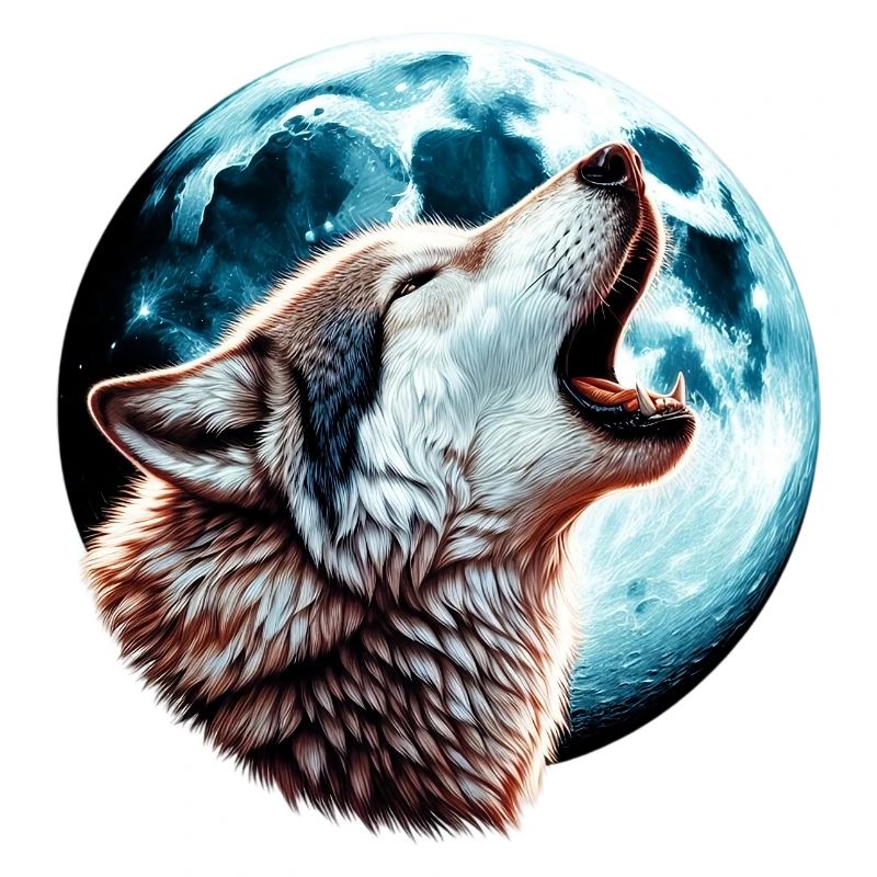 Wolf howls at the full moon