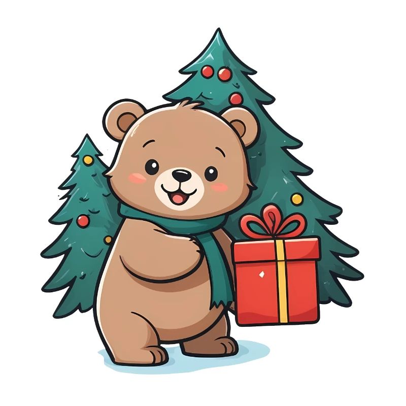 Cute bear celebrating Christmas.