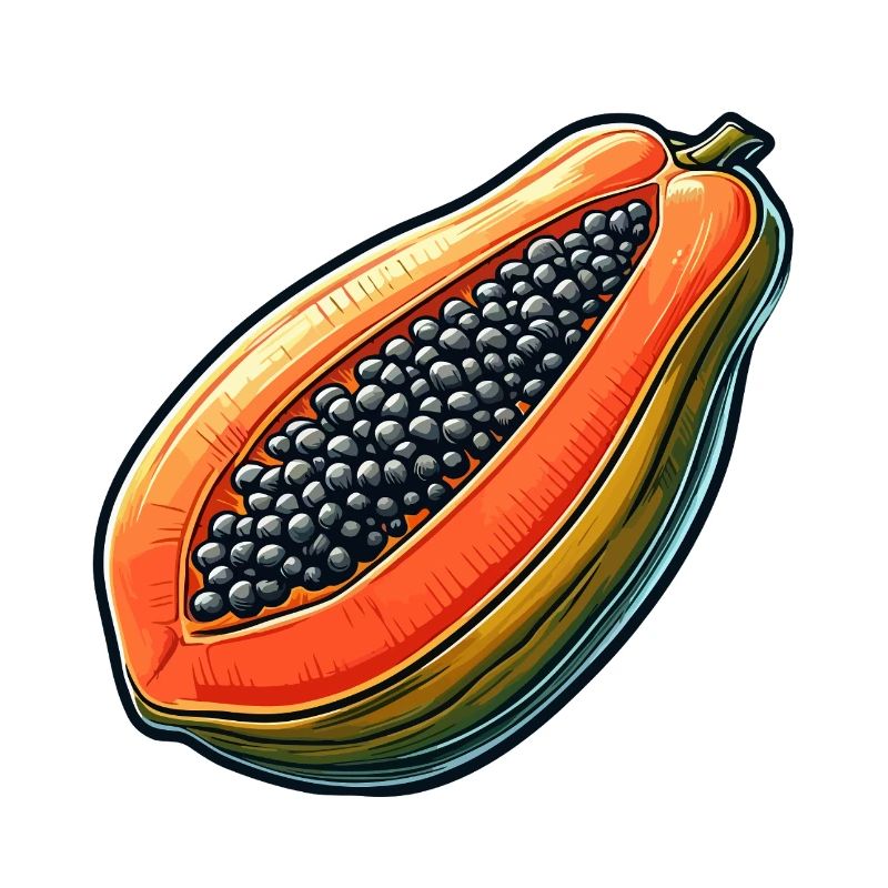 Papaye Sépie Colorée Illustration