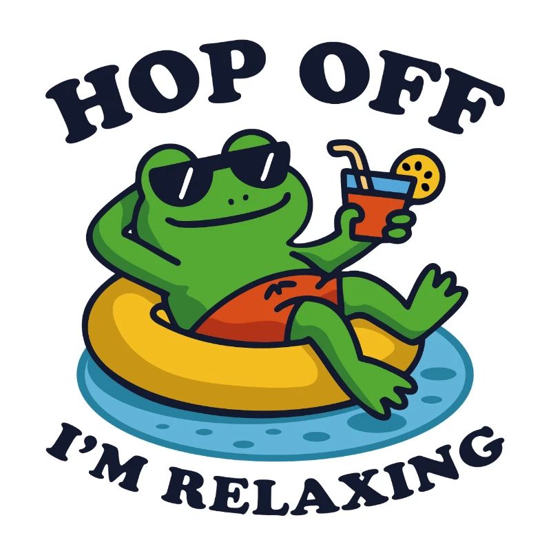 Relaxed Frog with Drink in pool
