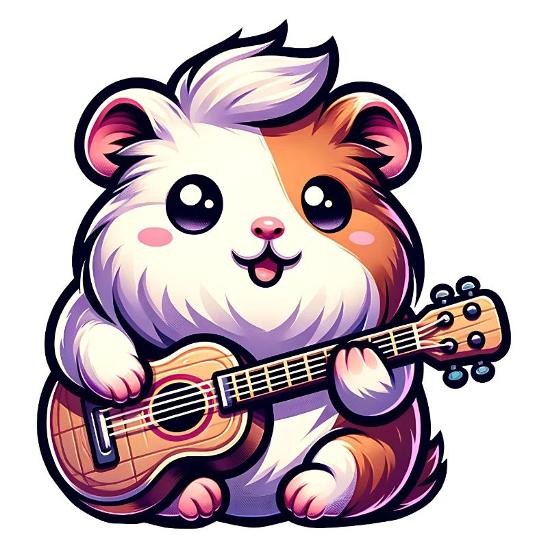 Cochon d’Inde mignon avec de la musique de ukulélé