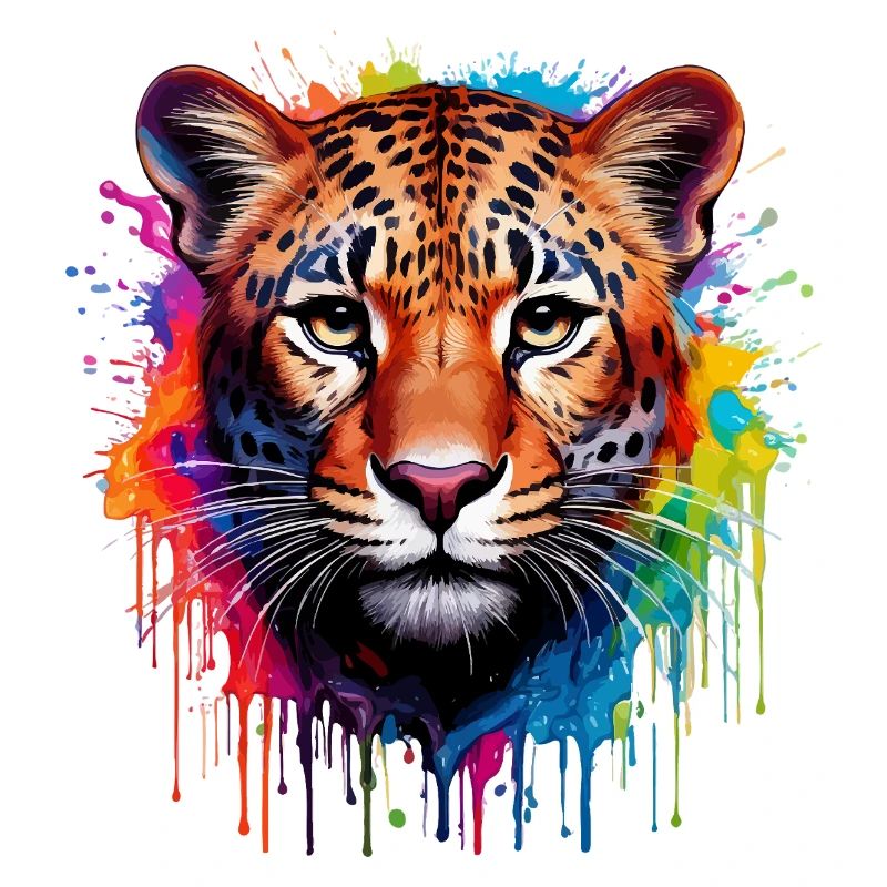 Leopard Farbexplosion Aquarell