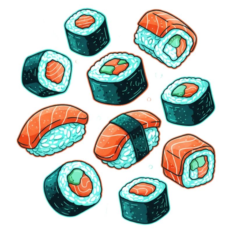 Sushi Pattern Cartoon Set