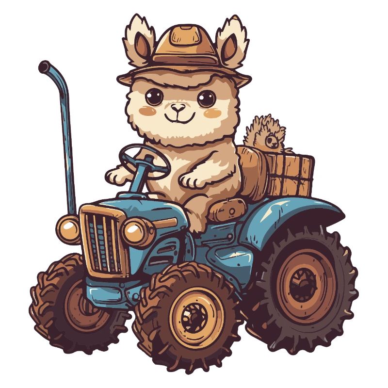 Alpaka Llama Traktor Farmer