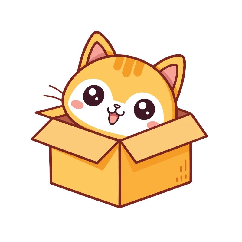 Boxed kawaii kitten