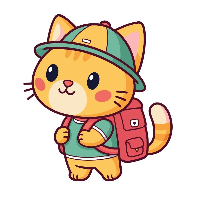Explorer cat with backpack