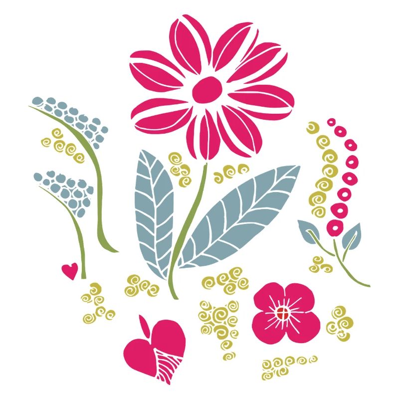 Blumenornament mit Blättern