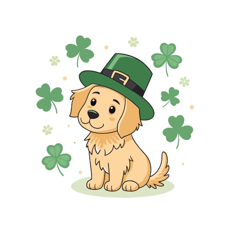 Petit Labrador Chien Leprechaun Trèfles