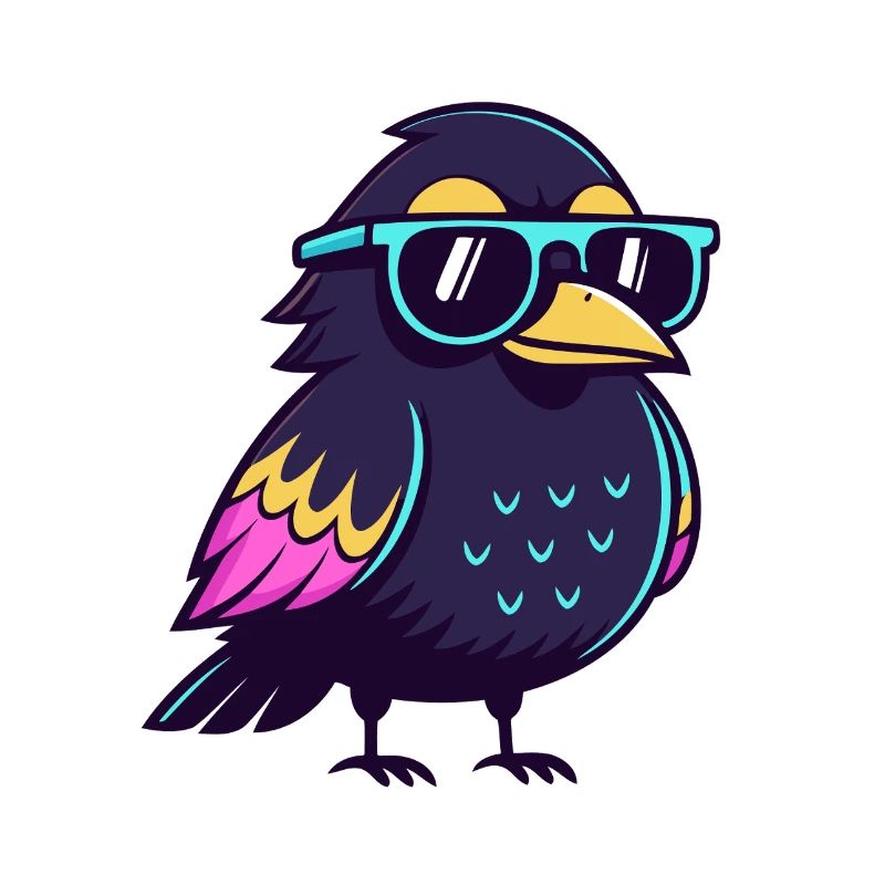 Solarblauer Hipster-Vogel