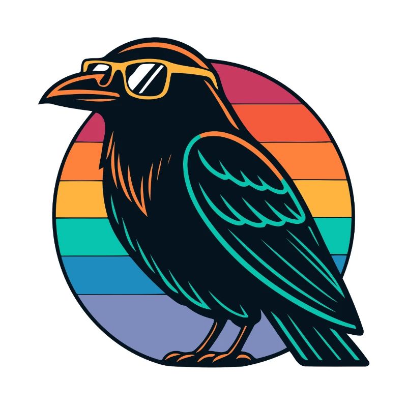 Retro Rainbow Raven